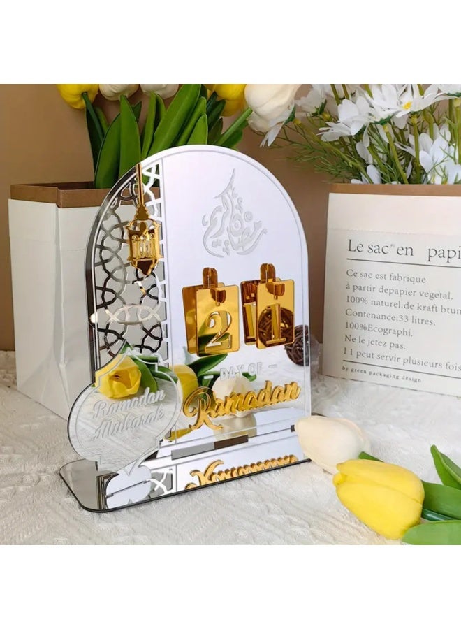 زينة طاولة أكريليك لعد تنازلي لرمضان – تقويم مكتبي إسلامي لرمضان مبارك - Image 1